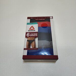 Reebok Performance Low Rise Briefs Men's 2XL 6-Pack Moisture Wicking Comfort NIB